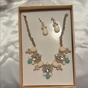 Elegant Gold and Multicolor Necklace and Earring Set
